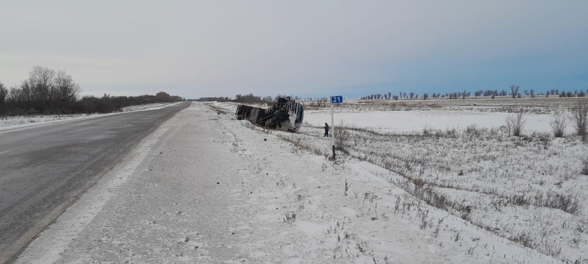 20 тонна жұмыртқа тиелген жүк көлігі тасжолда аударылып қалды