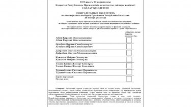 Президент сайлауы: бюллетенде кандидаттардың аты әліпби ретімен жазылған