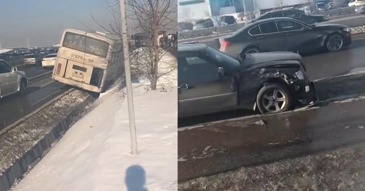 Алматыда автобус пен жеңіл көлік соқтығысып, 8 адам жарақаттанды