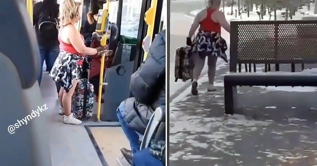 Нұр-Сұлтанда автобуста суға түсетін киіммен жүрген әйелді видеоға түсіріп алған (видео)
