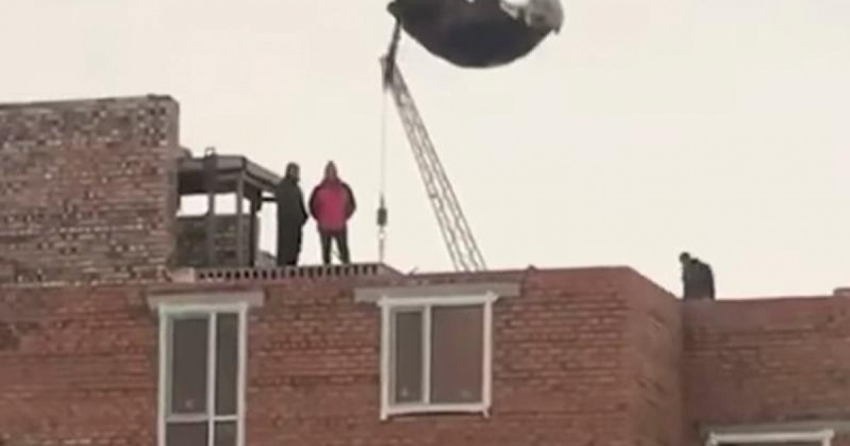 Елордада салынып жатқан үйдің төбесінде құрбандық шалмақ болған