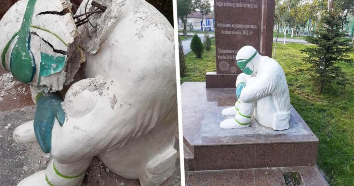 Таразда бұзақылар дәрігерлерге арналған ескерткішті бұзып кетті