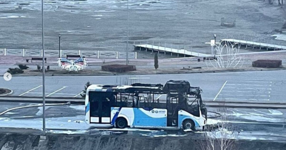 Талдықорғанда жолаушылар автобусы өртеніп кетті