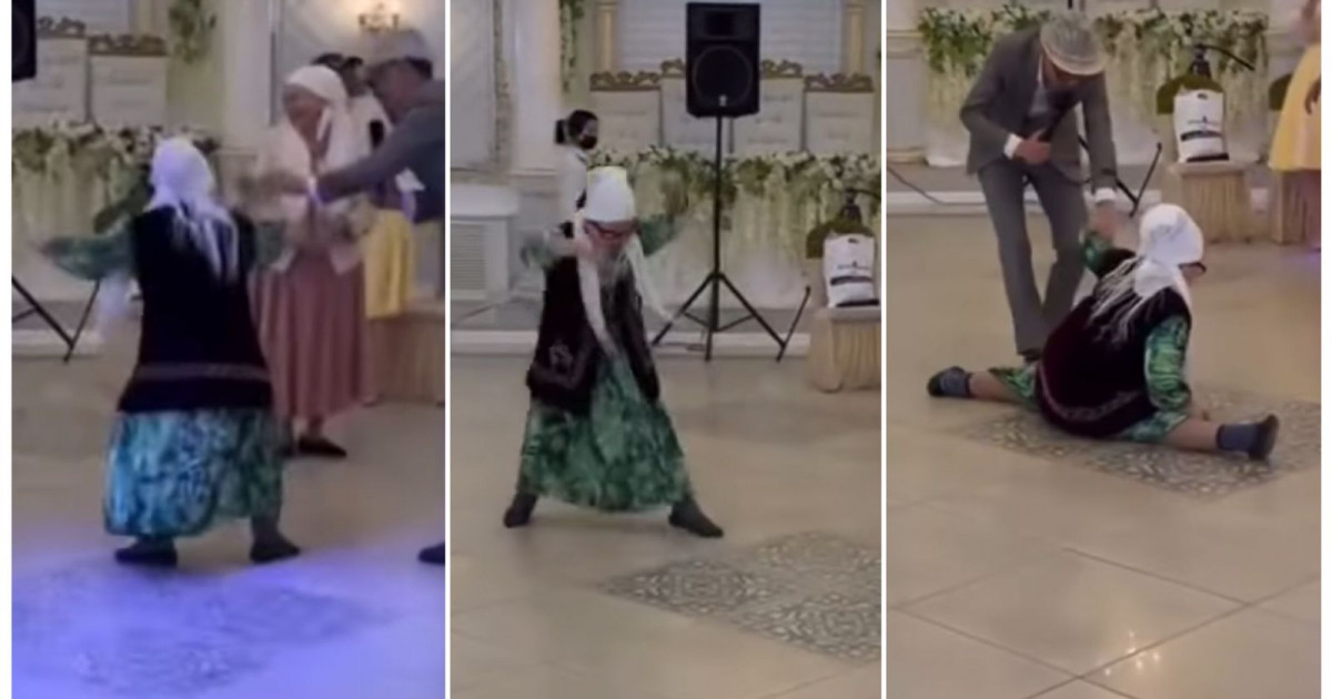 Тойда шпагатқа отырған әженің видеосы жұртты таңғалдырды (ВИДЕО)