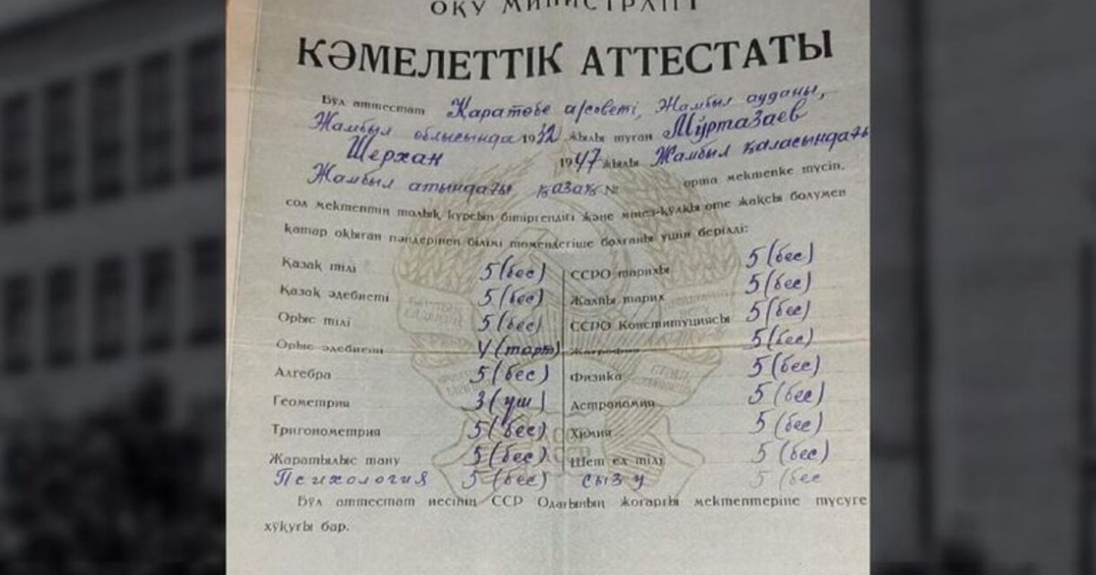 Шерхан Мұртазаның мектеп бітіргендегі аттестаты жарияланды