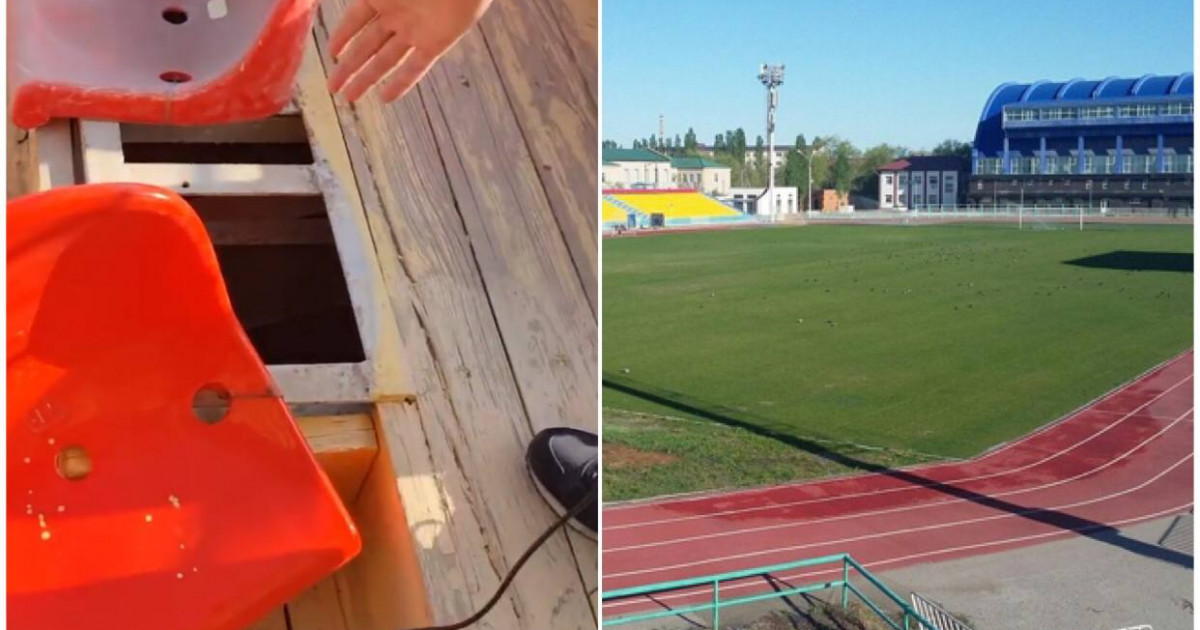 «Мұнайшы» стадионындағы орындықтардың тозығы жеткен (ВИДЕО)
