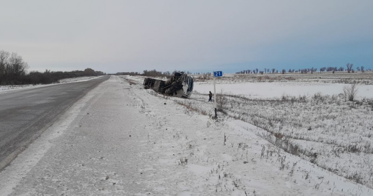 20 тонна жұмыртқа тиелген жүк көлігі тасжолда аударылып қалды