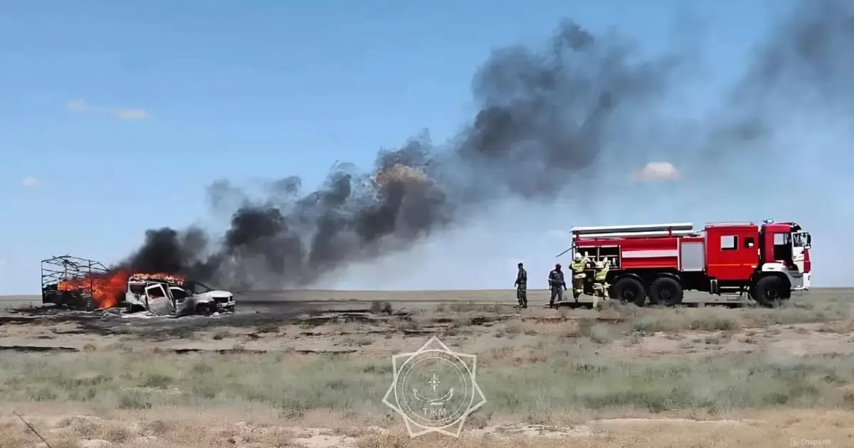 Атырау облысында Өзбекстан азаматтары мінген көлік жанып кетті