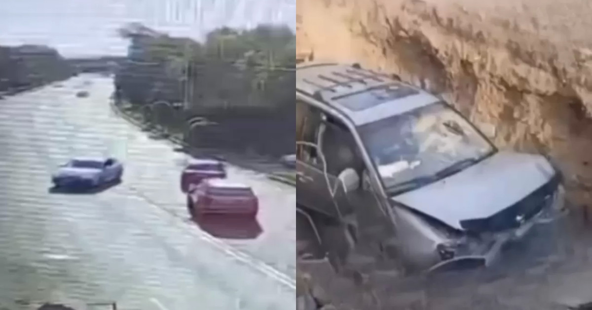 Таразда бүтін бір отбасы мінген көлік шұңқырға түсіп кетті (ВИДЕО)