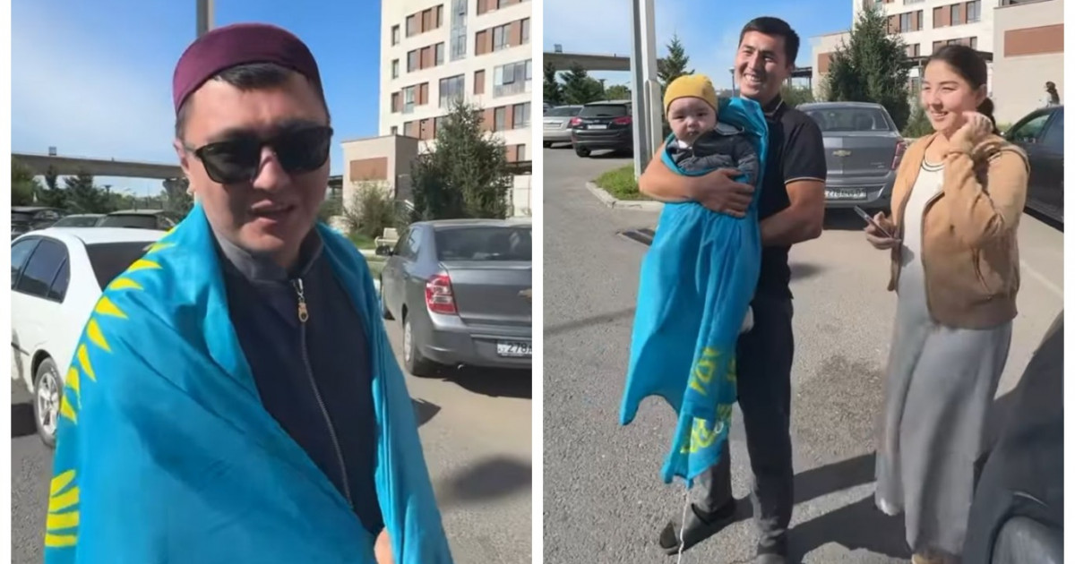 «Ешқашан аузына түкірген емеспін»: Дәулет Мұқаев кішкентай балаға Қазақстанның туын сыйлады (ВИДЕО)