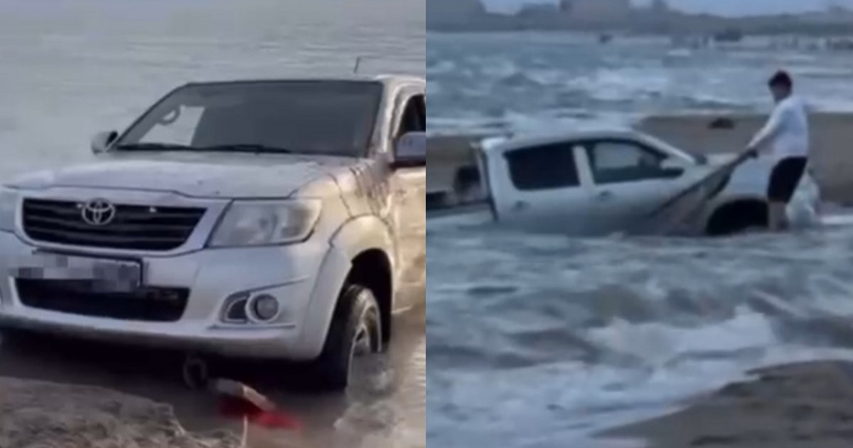 Ақтауда автокөлік теңізге батып қалды