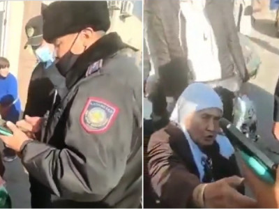 Шымкентте әжейдің телефонын алып қойған полицейлер жұрттың ашуына тиді