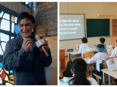 «Мұғалімді ата салыңдар»: оқушылар сабақта Мұрат Әбділдәнің әнін айтқан (ВИДЕО)