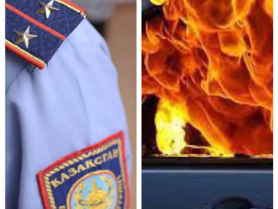 Ақтөбелік полицей өртеніп жатқан көлікті қауіпсіз жерге айдап апарған (ВИДЕО)