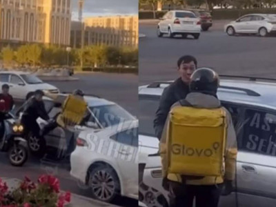 Елордада курьерді ағашпен ұрған жігіттің видеосы тарады