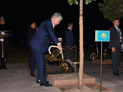 Президент ШЫҰ мүше-мемлекеттер басшыларымен бірге ағаш отырғызды