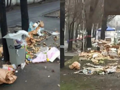 Мерекеде гүл сатқандар қоқысты көшеге тастап кеткен (ВИДЕО)