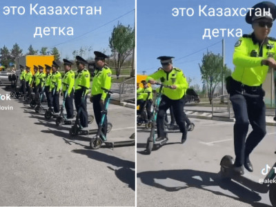 Желіде самокатқа мінген полицейлердің видеосы тарады (ВИДЕО)