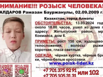 Алматыда 15 жастағы жасөспірім үш күннен бері іздестіріліп жатыр