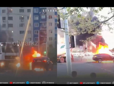 Шымкентте BMW көлігі жанып кетті