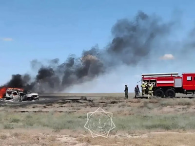 Атырау облысында Өзбекстан азаматтары мінген көлік жанып кетті