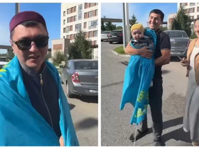 «Ешқашан аузына түкірген емеспін»: Дәулет Мұқаев кішкентай балаға Қазақстанның туын сыйлады (ВИДЕО)