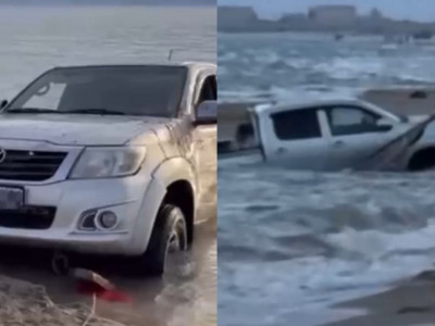 Ақтауда автокөлік теңізге батып қалды