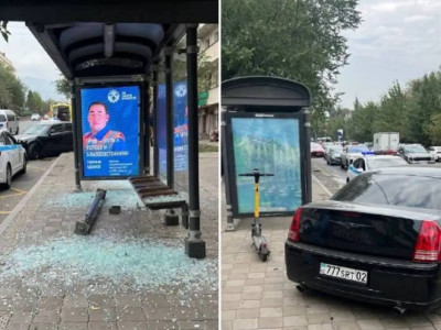 Алматыда көлік аялдамаға соғылып, бір адам зардап шекті