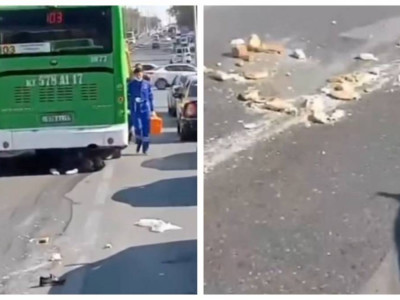 Шымкентте автобус астында қалған әйел адам көз жұмды (ВИДЕО)