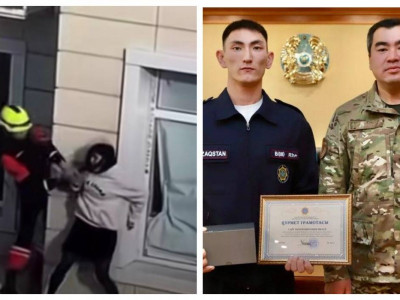 Астанада 14-қабаттан секірмек болған қызды аман алып қалған құтқарушы марапатталды