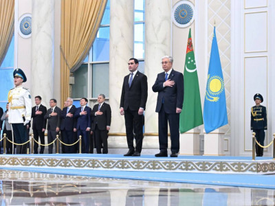 Ақордада Түрікменстан президенті Сердар Бердімұхамедовті қарсы алу рәсімі өтті