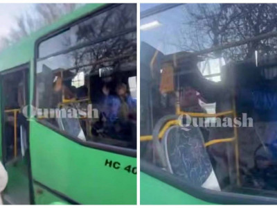 Алматыда жолаушы автобус жүргізушісіне шабуыл жасады (ВИДЕО)