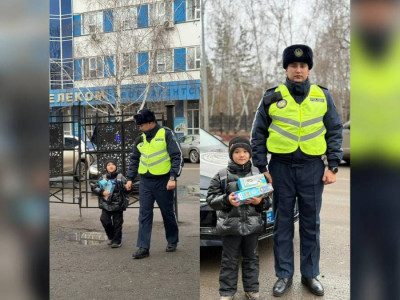 Петропавлда полицейге құрмет көрсеткен оқушы көптің ықыласына бөленді