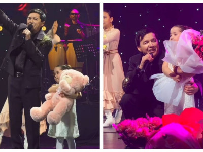 "Қатты қорықтық": Абай Бегей қызын алғаш рет сахнаға алып шықты (ВИДЕО)