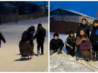 Ұстазын шанамен үйіне дейін жеткізген оқушылар көптің ықыласына бөленді