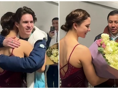 Шайдоров пен Головкин София Самоделкинаны құттықтап, гүл шоқтарын сыйлады (ВИДЕО)