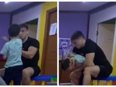 Алматыда түзету орталғының маманы балаға күш қолданған сәт камераға түсіп қалды (ВИДЕО)