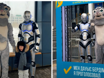 Референдум күні робот пен Әділет барысы Астана көшесімен жүріп өтті