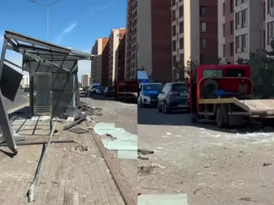 Астанада эвакуатор жүргізушісі рөлге ие бола алмай, аялдаманы талқандады (ВИДЕО)