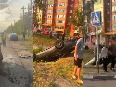 «Ішінде бала болған»: Қостанайда көлік аударылып кетті (ВИДЕО)