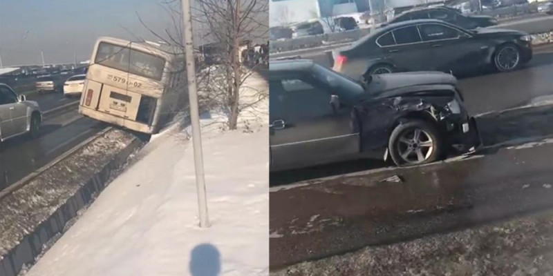 Алматыда автобус пен жеңіл көлік соқтығысып, 8 адам жарақаттанды