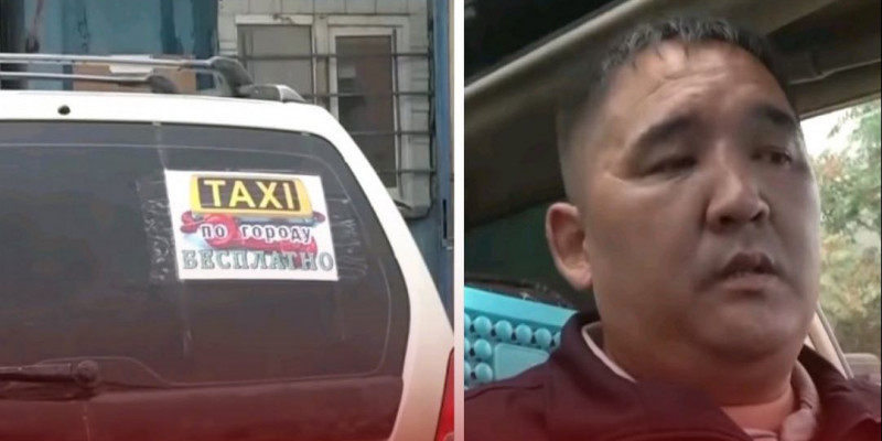 Ақтауда такси жүргізушісі халыққа тегін қызмет көрсетіп жүр