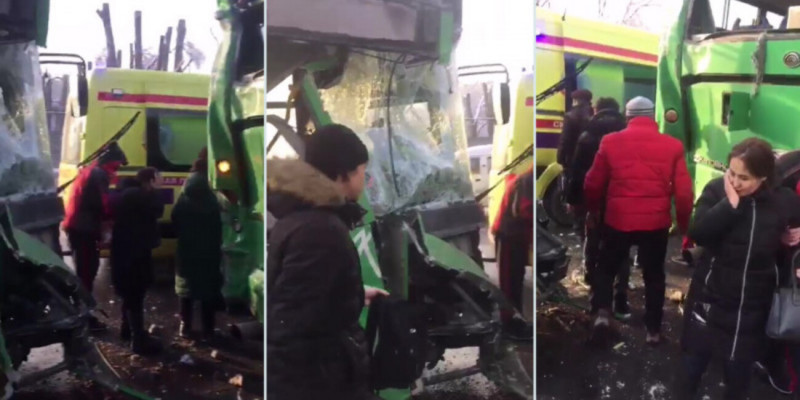 Екі автобус соқтығысып, 20 адам зардап шекті