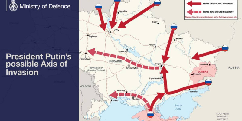 Британияның Қорғаныс министрлігі Ресейдің Украинаға «басып кіру» схемасын жариялады
