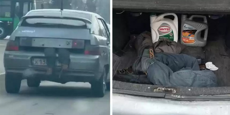 Көлігінің жүк салғышында адам аяғы көрінген жүргізуші ұсталды (ВИДЕО)