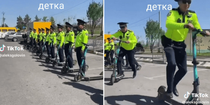 Желіде самокатқа мінген полицейлердің видеосы тарады (ВИДЕО)
