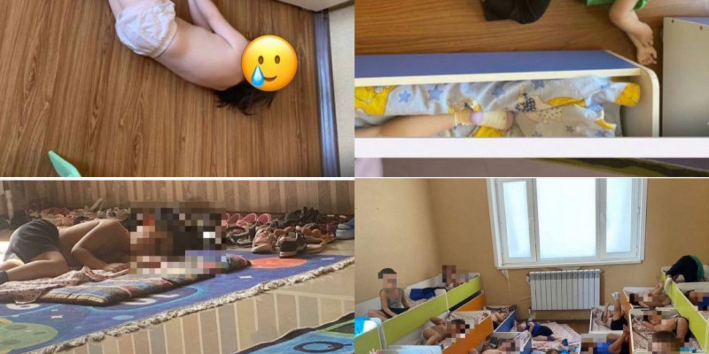 Ақтаудағы балабақшада еденде ұйықтаған балалардың суреті тарады