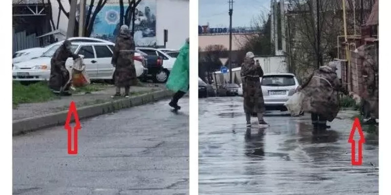 Шымкентте жұмысшылар көшеге қоқысты өздері тастап, фото үшін жинап жүрген