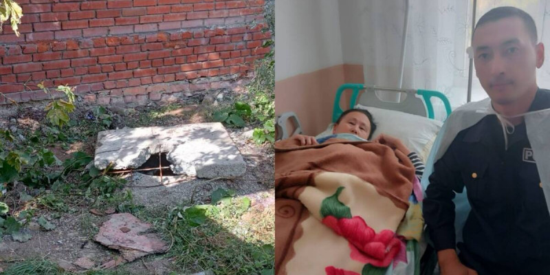 Арқалықта полицейлер кәріз құдығына құлап кеткен әйелді құтқарды