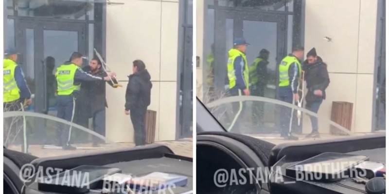 Астанада мүгедектігі бар азамат полиция қызметкерін балдақпен ұрмақ болды (ВИДЕО)